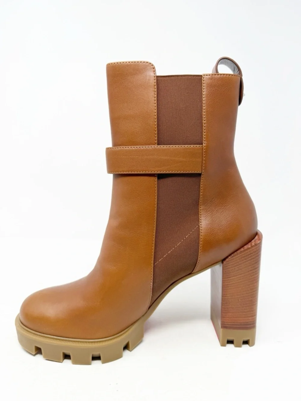 Christian Louboutin CL Chelsea Lug Ankle Boots Block Heel Womens Size EU 41